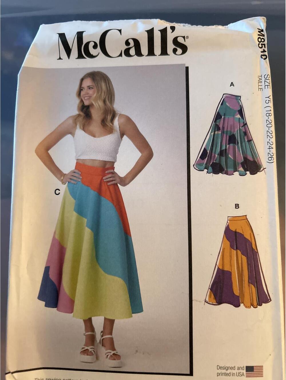 McCall's M8510Flared Skirt Sewing Pattern -pb2